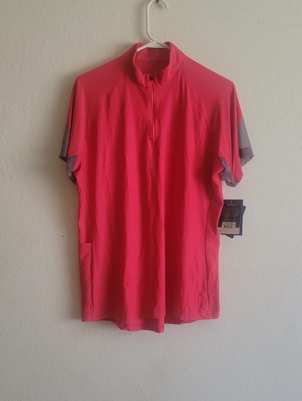 Women’s Short-Sleeve Half-Zip Polo — Pink